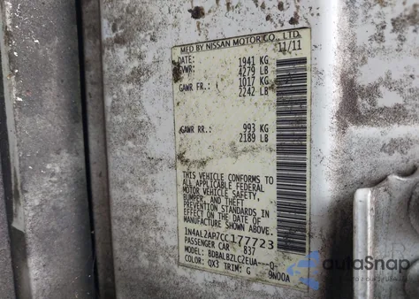 2012 Nissan Altima 2.5 S z USA, uszkodzony, nr VIN 1N4AL2AP7CC177723